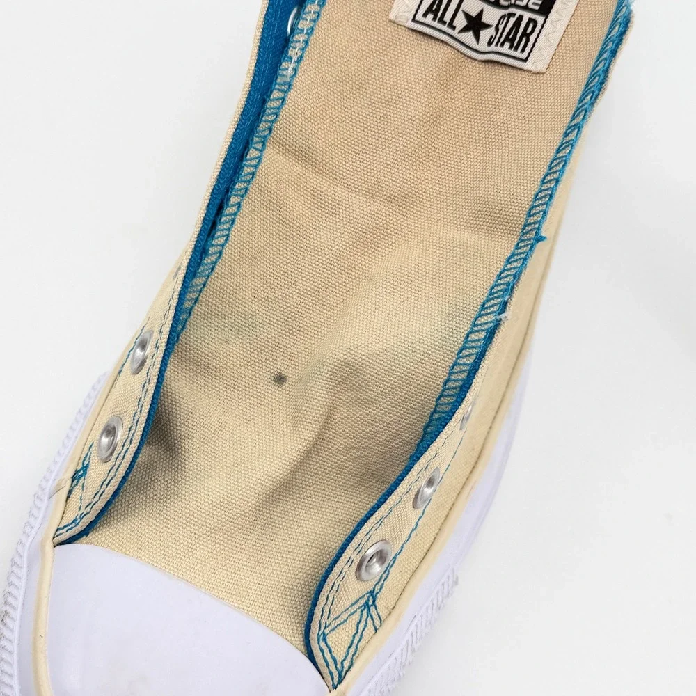 Converse Chuck Taylor All Star Slip On Mens 13 Cream Blue Sneaker Low Top